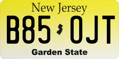 NJ license plate B85OJT