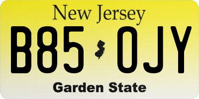 NJ license plate B85OJY