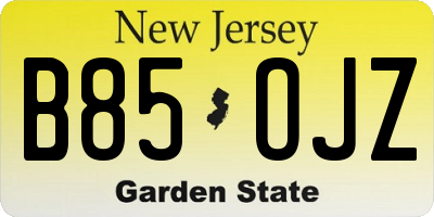 NJ license plate B85OJZ