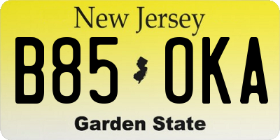 NJ license plate B85OKA