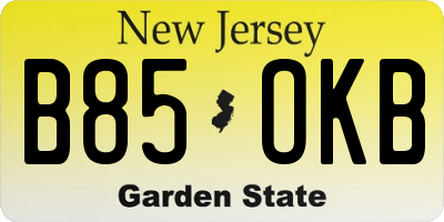 NJ license plate B85OKB
