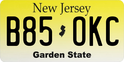 NJ license plate B85OKC