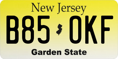 NJ license plate B85OKF