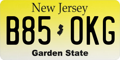 NJ license plate B85OKG