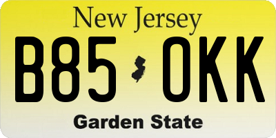 NJ license plate B85OKK