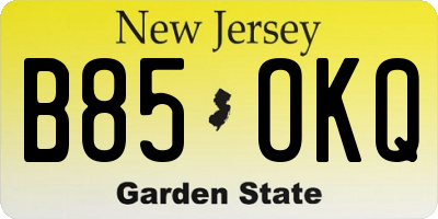 NJ license plate B85OKQ