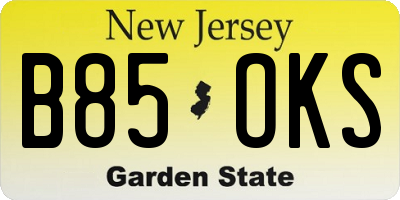 NJ license plate B85OKS