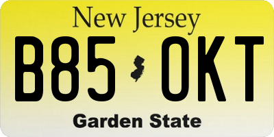 NJ license plate B85OKT