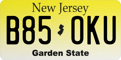 NJ license plate B85OKU