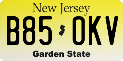 NJ license plate B85OKV