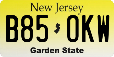 NJ license plate B85OKW
