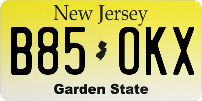 NJ license plate B85OKX
