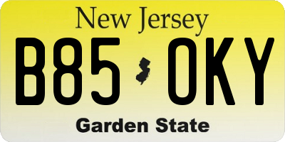 NJ license plate B85OKY
