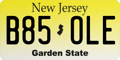 NJ license plate B85OLE