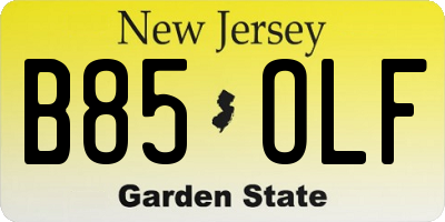 NJ license plate B85OLF