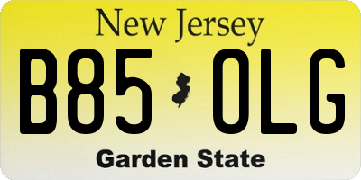 NJ license plate B85OLG