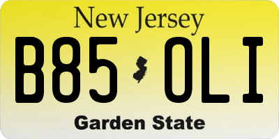 NJ license plate B85OLI