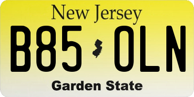 NJ license plate B85OLN
