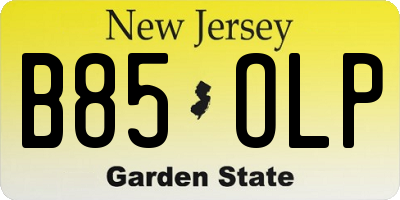 NJ license plate B85OLP