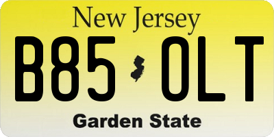 NJ license plate B85OLT