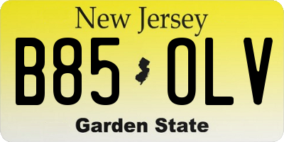 NJ license plate B85OLV