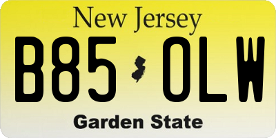 NJ license plate B85OLW