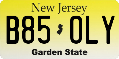 NJ license plate B85OLY