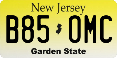 NJ license plate B85OMC