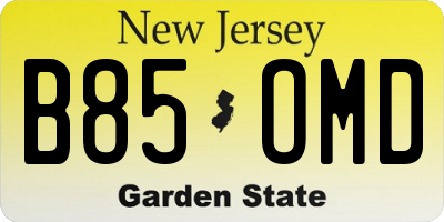 NJ license plate B85OMD