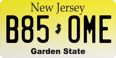 NJ license plate B85OME