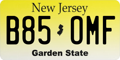 NJ license plate B85OMF