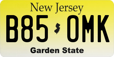 NJ license plate B85OMK