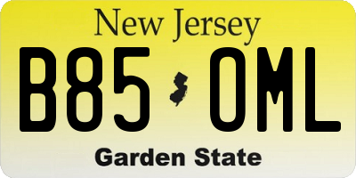 NJ license plate B85OML