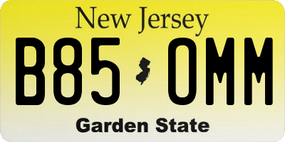 NJ license plate B85OMM
