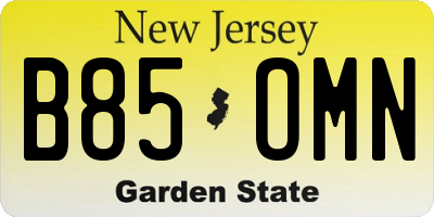 NJ license plate B85OMN