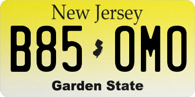 NJ license plate B85OMO