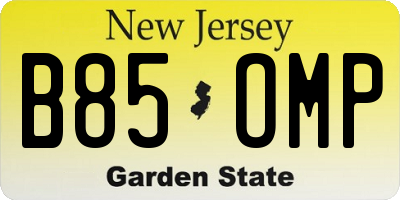NJ license plate B85OMP