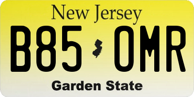 NJ license plate B85OMR