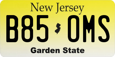 NJ license plate B85OMS