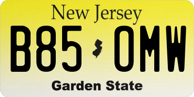 NJ license plate B85OMW