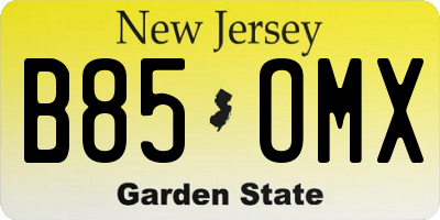 NJ license plate B85OMX