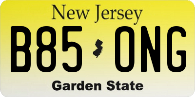 NJ license plate B85ONG