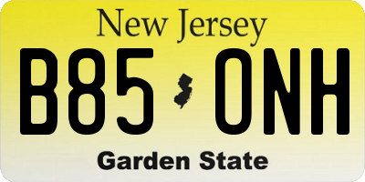 NJ license plate B85ONH