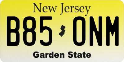 NJ license plate B85ONM