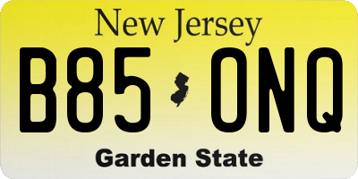 NJ license plate B85ONQ
