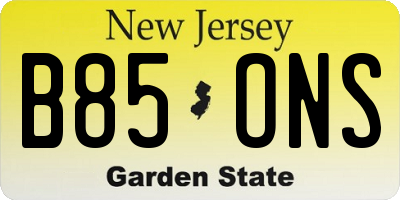 NJ license plate B85ONS