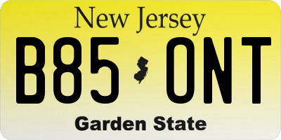 NJ license plate B85ONT