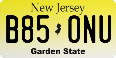 NJ license plate B85ONU