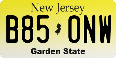 NJ license plate B85ONW