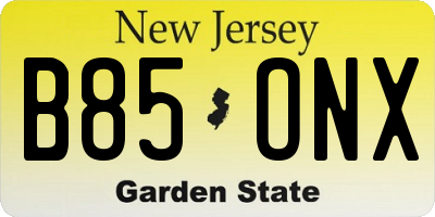NJ license plate B85ONX